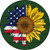 Sunflower Half American Flag Novelty Metal Circle Sign