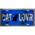 Cat Lover Blue Brushed Chrome Novelty Metal License Plate Tag