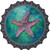 Starfish Aqua Novelty Metal Bottle Cap Sign