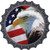 Eagle American Flag Novelty Bottle Cap Sticker Decal