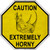Caution Extremely Horny Rhino Novelty Metal Octagon Sign