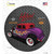 Purple Flame Hotrod Novelty Circle Sticker Decal