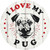 I Love My Pug Novelty Circle Sticker Decal