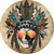 Headress Skull With Aviators Novelty Circle Sticker Decal