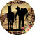 Cowboy With Horse Silhouette Novelty Circle Sticker Decal