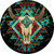 Cow Skull Dark Aztec Novelty Circle Sticker Decal