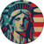 3D Lady Liberty Novelty Circle Sticker Decal