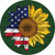 Sunflower Half American Flag Novelty Circle Sticker Decal