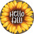 Hello Fall Sunflower Novelty Circle Sticker Decal