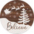 Believe Santa Sleigh Novelty Circle Sticker Decal