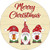 Merry Christmas Gnomes Tan Novelty Circle Sticker Decal