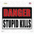 Danger Stupid Kills Novelty Rectangle Sticker Decal