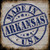 Arkansas Stamp On Wood Novelty Square Sticker Decal