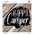 Happy Camper Wood Plank Novelty Square Sticker Decal