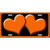 Solid Orange Centered Hearts Black Novelty License Plate