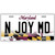N Joy MD Maryland Metal Novelty License Plate