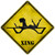 Lady On Laptop In Pool Lounge Xing Novelty Metal Crossing Sign