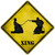 Two Martial Artists Sword Fighting Xing Novelty Metal Crossing Sign