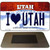 I Love Utah Utah State License Plate Tag Magnet M-10196