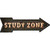 Study Zone Bulb Letters Novelty Metal Arrow Sign