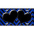 Blue Black Chevon Hearts Metal Novelty License Plate