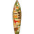 Tiki Bar With Torches Novelty Metal Surfboard Sign
