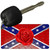 Confederate Flag With Red Rose Novelty Metal Key Chain KC-11689