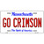 Go Crimson Massachusetts Metal Novelty License Plate