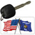 Wisconsin Crossed US Flag Novelty Metal Key Chain KC-11509