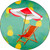 Chair and Umbrella Novelty Metal Circular Sign C-976