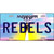 Rebels Mississippi Novelty Metal License Plate