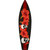 Red Line Skull With Flowers Novelty Metal Surfboard Sign