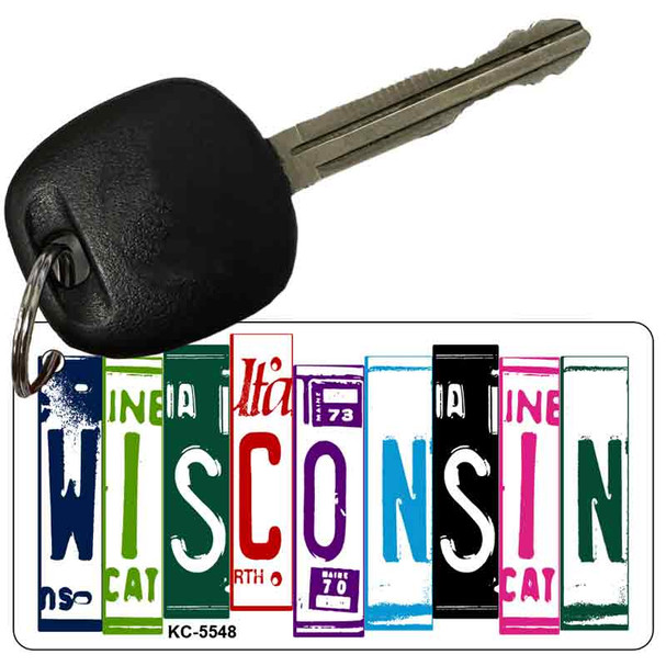 Wisconsin License Plate Tag Art Metal Novelty Aluminum Key Chain KC-5548
