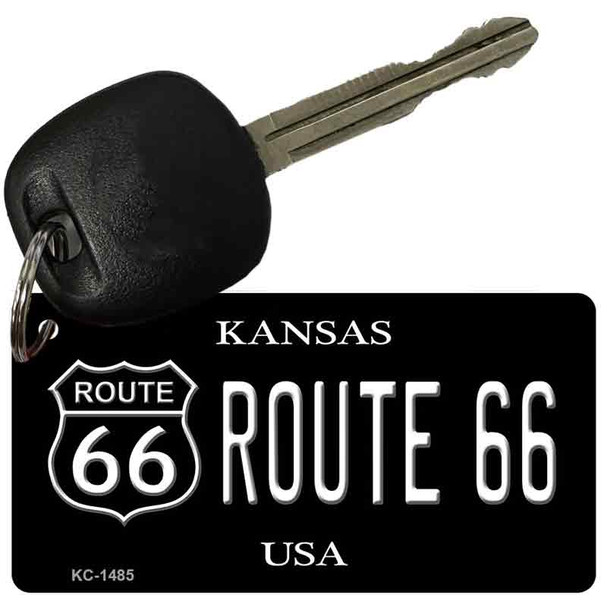 Kansas Route 66 Black Novelty Aluminum Key Chain KC-1485