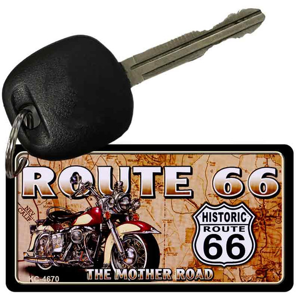 Route 66 Motorcycle Map Novelty Aluminum Key Chain KC-4670