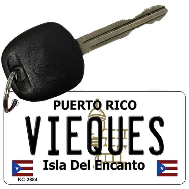 Vieques Puerto Rico Flag Novelty Aluminum Key Chain KC-2884
