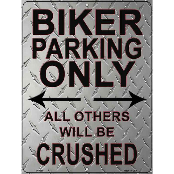 Biker Only Crushed Novelty Metal Parking Sign