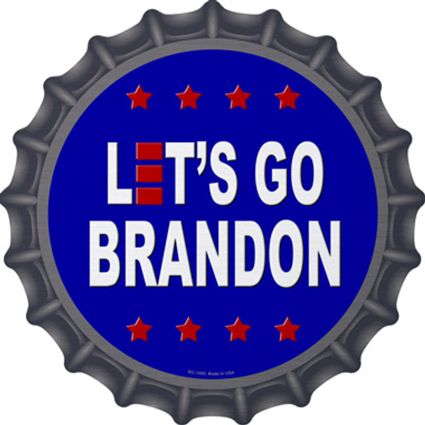 Lets Go Brandon Blue Novelty Metal Bottle Cap Sign