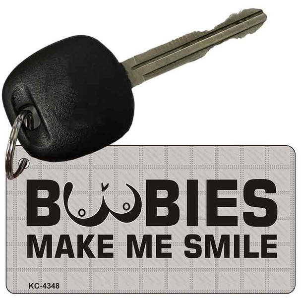 Boobies Make Me Smile Novelty Aluminum Key Chain KC-4348