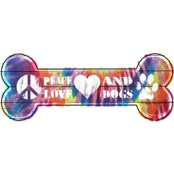 Peace Love and Dogs Novelty Metal Bone Magnet