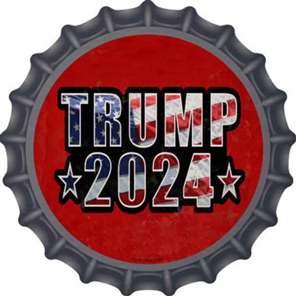 Trump 2024 American Flag Novelty Metal Bottle Cap Sign