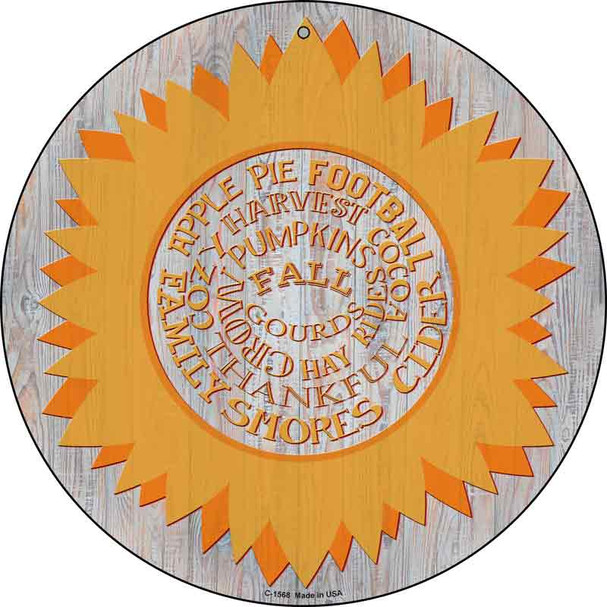 Fall Sunflowers Novelty Metal Circle Sign