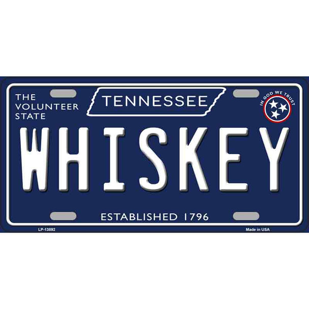 Whiskey Tennessee Blue Novelty Metal License Plate Tag
