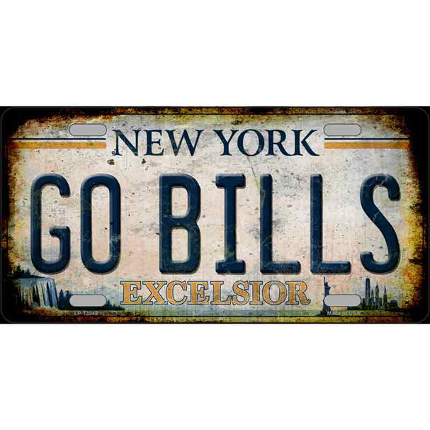 Go Bills New York White Novelty Metal License Plate Tag