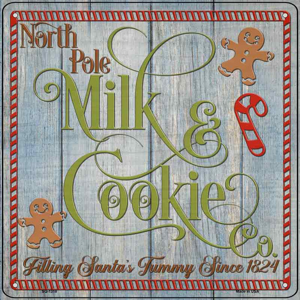 North Pole Milk and Cookie Co Novelty Metal Square Sign