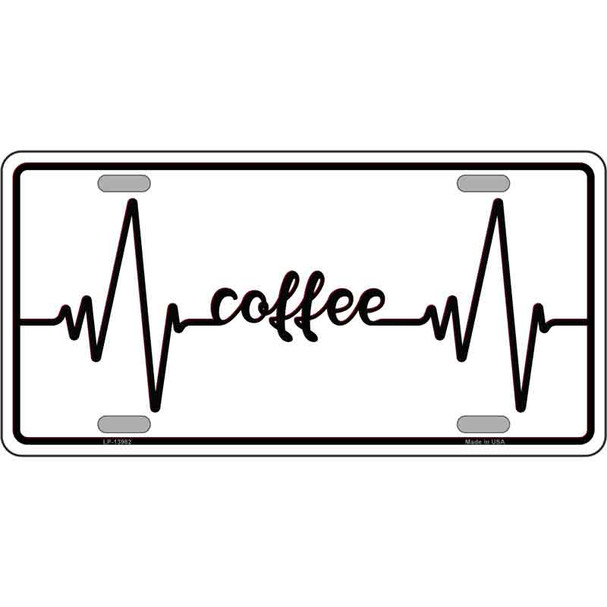 Coffee Heart Beat Novelty Metal License Plate Tag