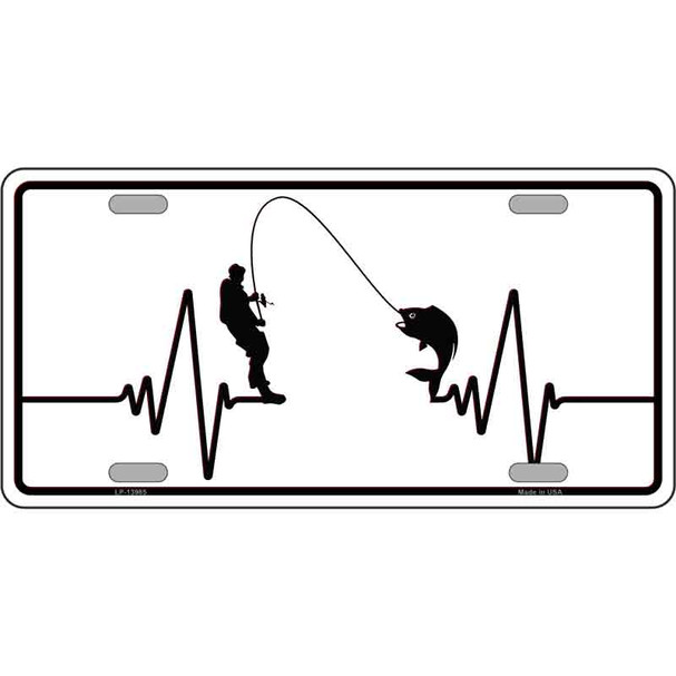 Fishing Heart Beat Novelty Metal License Plate Tag