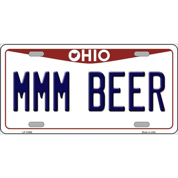 MMM Beer Ohio Novelty Metal License Plate Tag