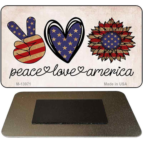 Peace Love America Novelty Metal Magnet