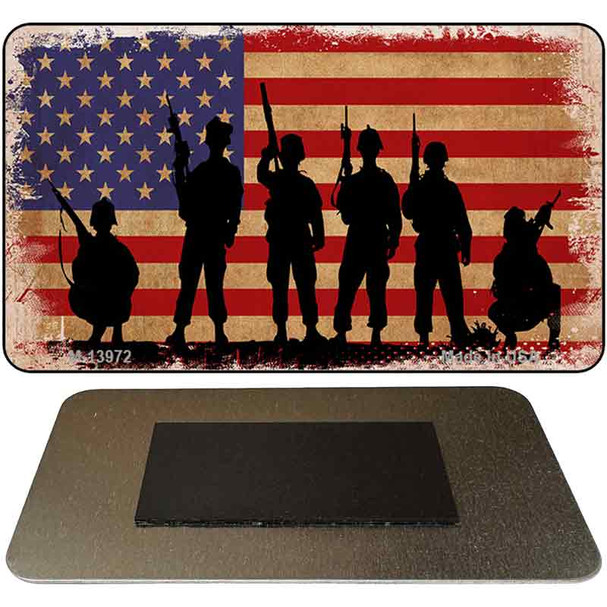 Military Soldiers American Flag Novelty Metal Magnet